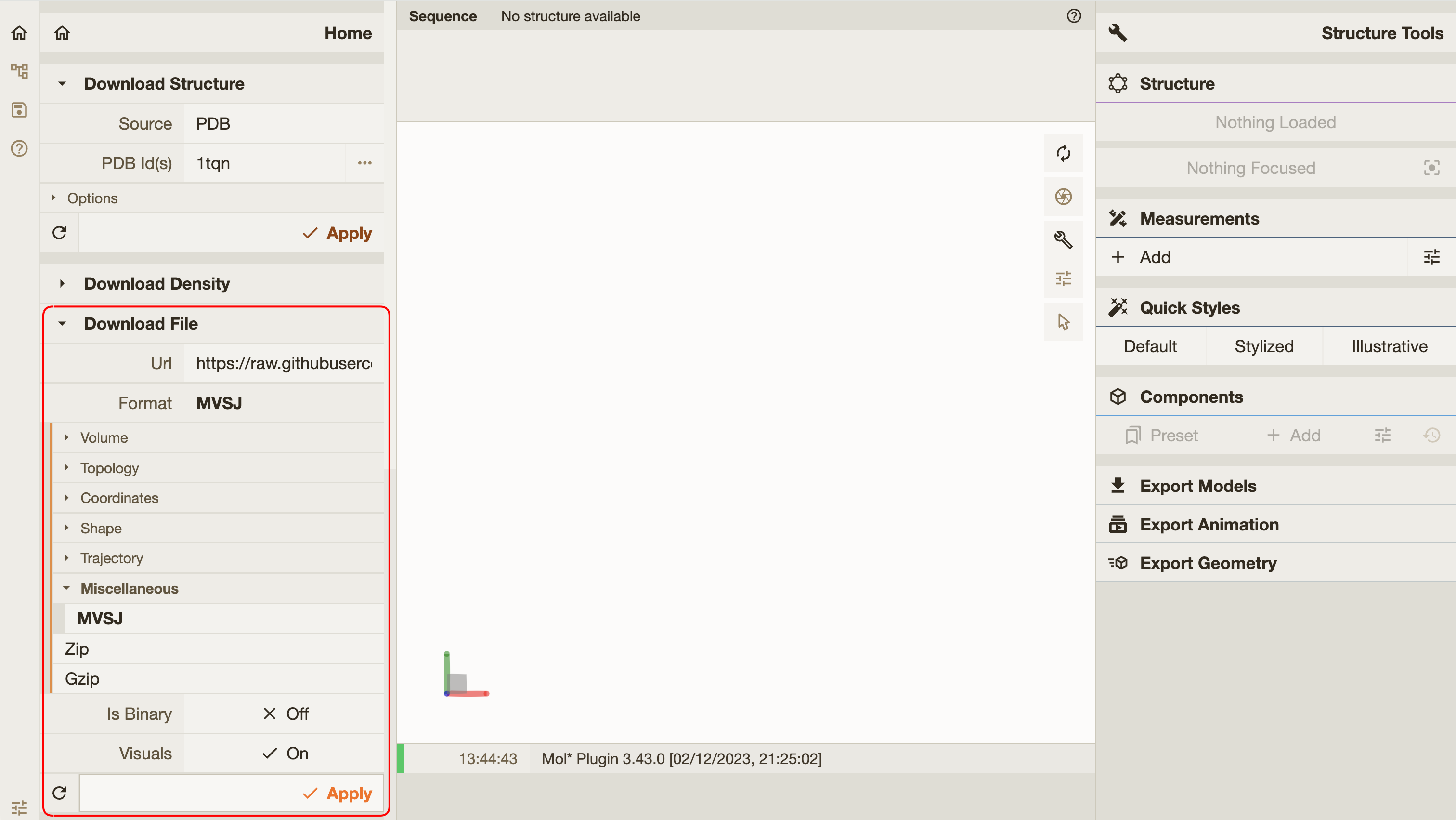 MolViewSpec extension - load via "Download File"