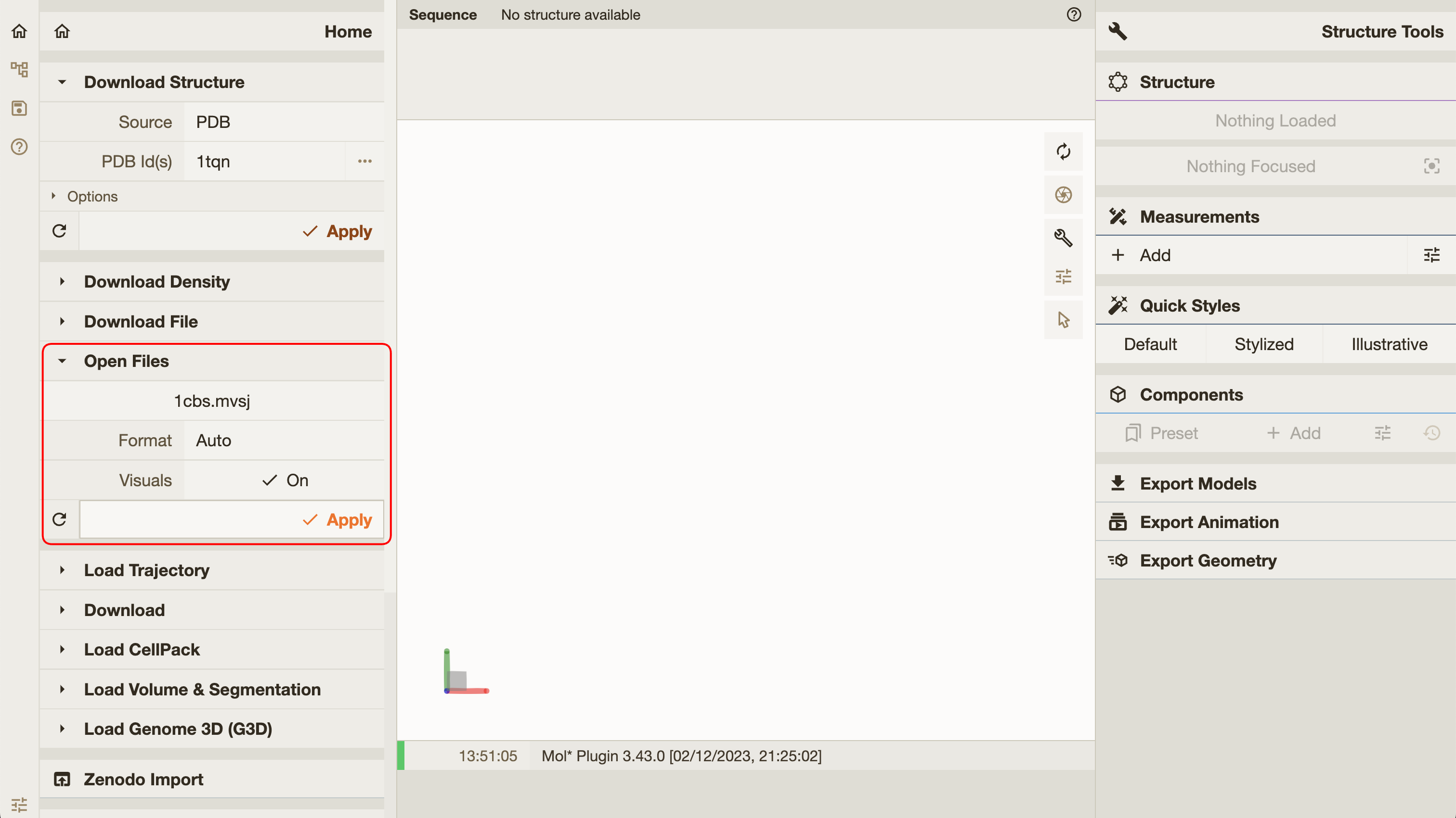 MolViewSpec extension - load via "Open Files"